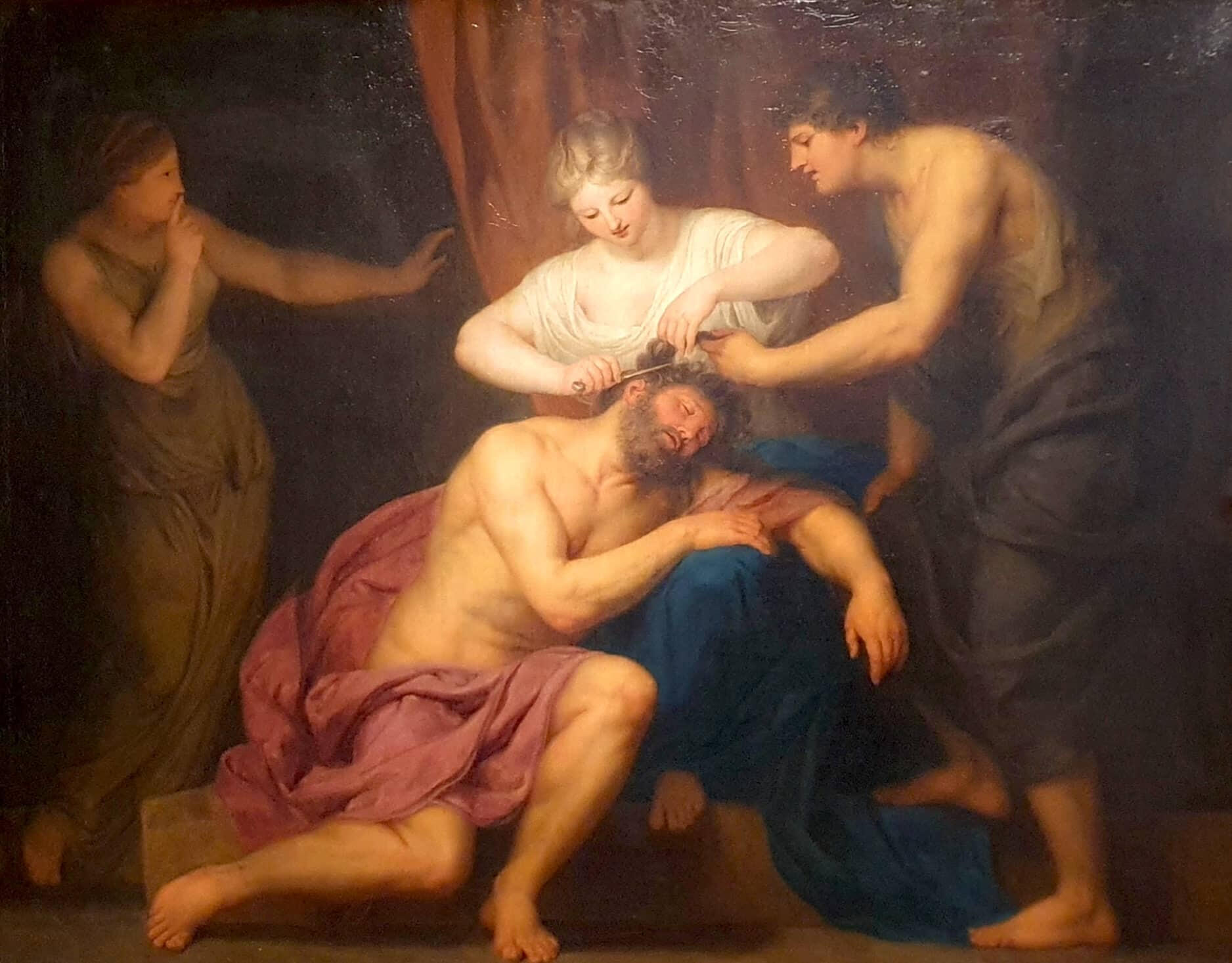 Delilah cutting Samsons hair, Andries Cornelis Lens (1739-1822)